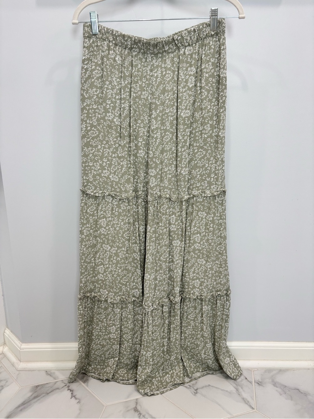 CeCe Sage Green Floral Palazzo Pants